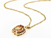 Pre-Owned Brown Quartz 18k Yellow Gold Over Silver Pendant Chain 4.48ctw
