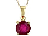 Pre-Owned Red Mahaleo® Ruby 10k Yellow Gold Pendant With Chain 0.90ct