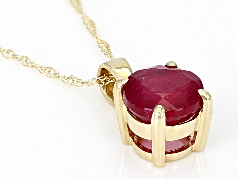 Pre-Owned Red Mahaleo® Ruby 10k Yellow Gold Pendant With Chain 0.90ct