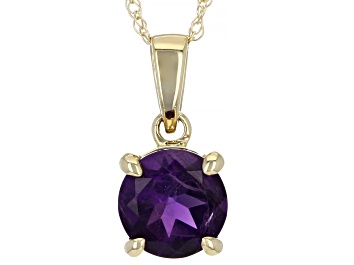 Picture of Pre-Owned Purple Amethyst 10k Yellow Gold Pendant With Chain 0.58ct