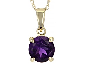 Pre-Owned Purple Amethyst 10k Yellow Gold Pendant With Chain 0.58ct
