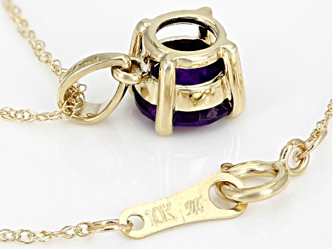 Pre-Owned Purple Amethyst 10k Yellow Gold Pendant With Chain 0.58ct