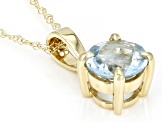 Pre-Owned Blue Aquamarine 10k Yellow Gold Pendant With Chain 0.57ct