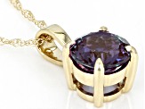 Pre-Owned Blue Lab Created Alexandrite 10k Yellow Gold Pendant With Chain0.80ct