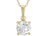 Pre-Owned White Zircon 10k Yellow Gold Pendant With Chain 0.94ct