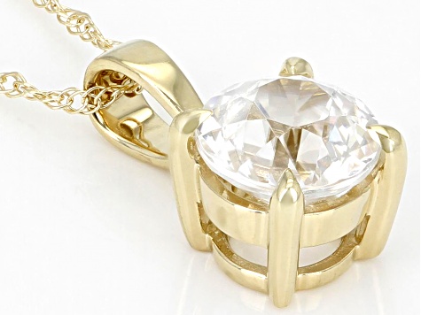 Pre-Owned White Zircon 10k Yellow Gold Pendant With Chain 0.94ct