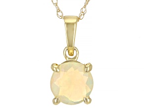 Pre-Owned Multicolor Opal 10k Yellow Gold Pendant With Chain 6mm