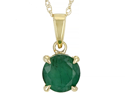 Pre-Owned Green Sakota Emerald 10k Yellow Gold Pendant With Chain 0.60ct