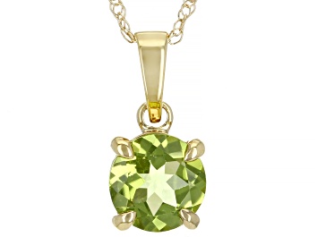 Picture of Pre-Owned Green Manchurian Peridot™ 10k Yellow Gold Pendant With Chain 0.80ct