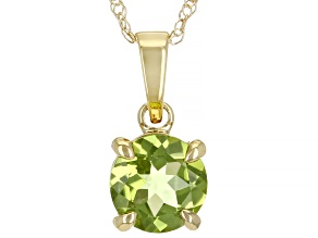 Pre-Owned Green Manchurian Peridot™ 10k Yellow Gold Pendant With Chain 0.80ct