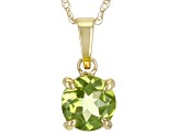 Pre-Owned Green Manchurian Peridot™ 10k Yellow Gold Pendant With Chain 0.80ct