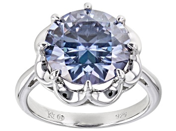Picture of Pre-Owned Blue Moissanite Platineve Ring 6.13ct DEW.