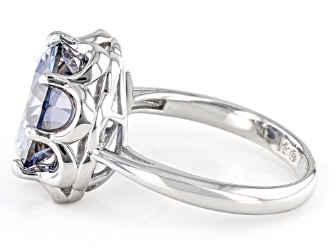 Pre-Owned Blue Moissanite Platineve Ring 6.13ct DEW.