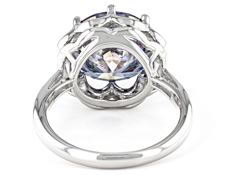 Pre-Owned Blue Moissanite Platineve Ring 6.13ct DEW.
