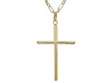 Pre-Owned 10k Yellow Gold Cross & 3+1 Figaro 18 Inch Necklace