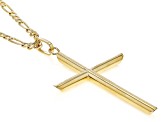 Pre-Owned 10k Yellow Gold Cross & 3+1 Figaro 18 Inch Necklace