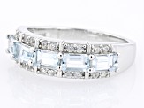 Pre-Owned Blue Aquamarine Rhodium Over Sterling Silver Band Ring 1.40ctw