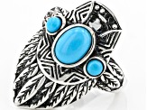 Pre-Owned Blue Sleeping Beauty Turquoise Rhodium Over Silver Ring