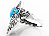 Pre-Owned Blue Sleeping Beauty Turquoise Rhodium Over Silver Ring