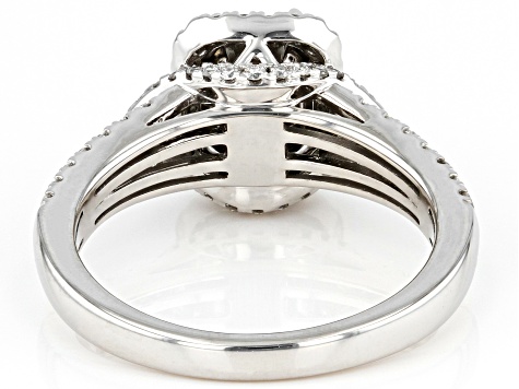 Pre-Owned White Diamond 14k White Gold Halo Ring 1.00ctw