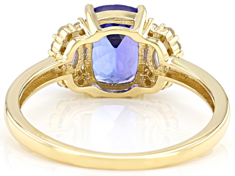 Pre-Owned Blue Tanzanite and White Diamond 10k Yellow Gold Ring 1.50ctw
