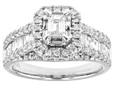 Pre-Owned White Diamond 14k White Gold Halo Ring 1.50ctw