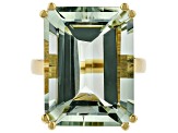 Pre-Owned Green prasiolite 18k yellow gold over silver ring 17.66ct