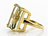 Pre-Owned Green prasiolite 18k yellow gold over silver ring 17.66ct