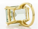 Pre-Owned Green prasiolite 18k yellow gold over silver ring 17.66ct