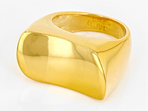 Pre-Owned 18k Yellow Gold Over Bronze Concave Ring