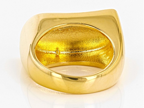 Pre-Owned 18k Yellow Gold Over Bronze Concave Ring