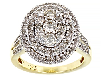 Picture of Pre-Owned Diamond 10k Yellow Gold Cluster Ring 1.50ctw