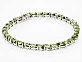 Pre-Owned Green Peridot Rhodium Over Sterling Silver Bracelet 16.04ctw