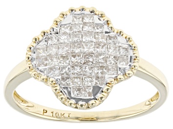 Picture of Pre-Owned Candlelight Diamonds™ 10k Yellow Gold Cluster Ring 0.55ctw