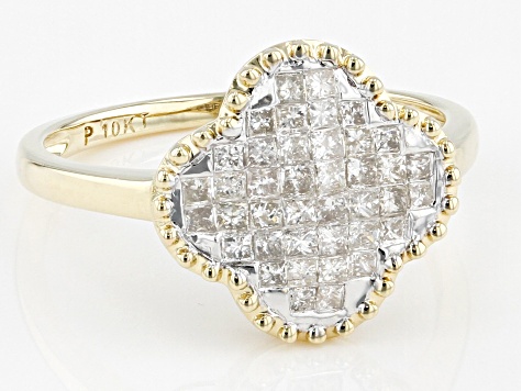 Pre-Owned Candlelight Diamonds™ 10k Yellow Gold Cluster Ring 0.55ctw