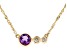Pre-Owned Purple Amethyst And White Diamond 14k Yellow Gold February Birthstone Bar Necklace 0.44ctw