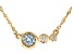 Pre-Owned Round Blue Aquamarine And White Diamond 14k Yellow Gold March Birthstone Bar Necklace 0.50