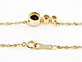 Pre-Owned Red Ruby And White Diamond 14k Yellow Gold July Birthstone Bar Necklace 0.70ctw