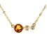 Pre-Owned Citrine And White Diamond 14k Yellow Gold November Birthstone Bar Necklace 0.47ctw