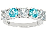 Pre-Owned Blue Aquamarine Rhodium Over Sterling Silver Band Ring 2.47ctw