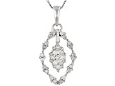 Pre-Owned White Diamond 10K White Gold Cluster Pendant With Chain 0.40ctw