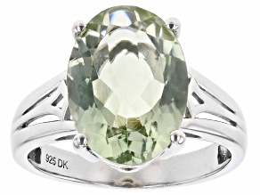 Pre-Owned Prasiolite Rhodium Over Sterling Silver Solitaire Ring 4.51ct