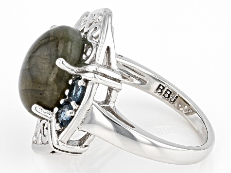 Pre-Owned Gray Labradorite Rhodium Over Sterling Silver Ring 0.51ctw