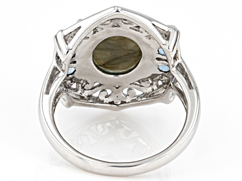 Pre-Owned Gray Labradorite Rhodium Over Sterling Silver Ring 0.51ctw