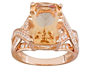 Pre-Owned Morganite Simulant & White Cubic Zirconia 18kt Rose Gold Over Silver 5.78ctw
