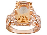 Pre-Owned Morganite Simulant & White Cubic Zirconia 18kt Rose Gold Over Silver 5.78ctw