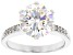 Pre-Owned Strontium Titanate And White Zircon Rhodium Over Sterling Silver Ring 4.79ctw.
