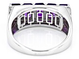 Pre-Owned Purple African Amethyst Rhodium Over Sterling Silver 5-Stone Men's Ring 2.52ctw