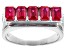 Pre-Owned Red Lab Created Ruby Rhodium Over Sterling Silver 5-Stone Men's Ring 2.67ctw