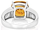 Pre-Owned Amber Rhodium Over Sterling Silver Ring